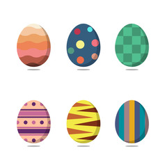 Set of colorful easter eggs on white background. Vector illustration