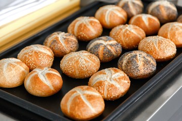 Freshly baked buns in the kitchen