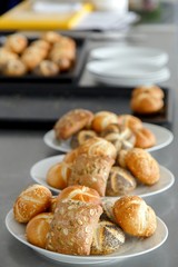 Freshly baked buns in the kitchen