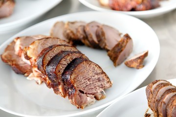 Preparing meat on the table