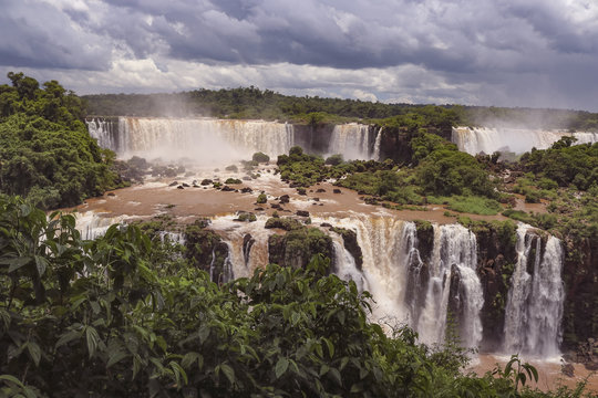 Iguazu Falls on the border of Brazil and Argentina. One of the world's great natural wonders. Tourism Concept Image