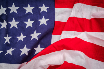 Closeup of American flag .