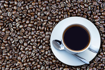 coffee cup and coffee beans