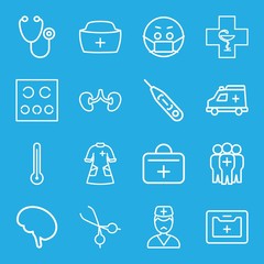 Fototapeta premium Set of 16 doctor outline icons