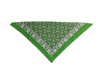 A green bandana with a pattern, isolated