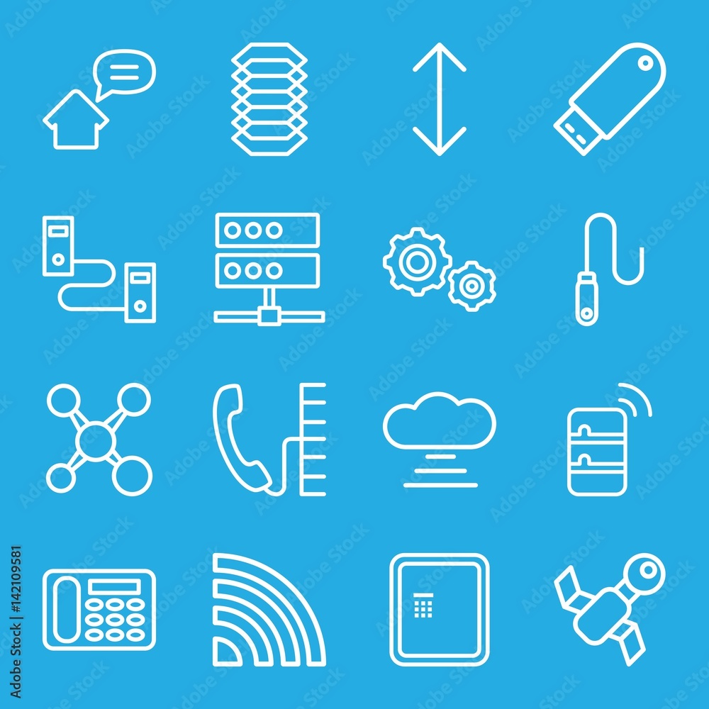 Poster set of 16 connection outline icons