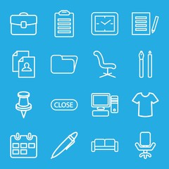 Set of 16 office outline icons