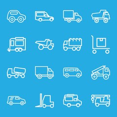Set of 16 truck outline icons