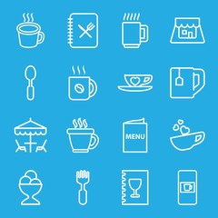 Set of 16 cafe outline icons