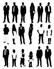  people, set of black and white silhouettes