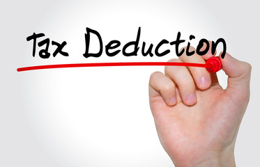 Hand writing inscription Tax Deduction with marker, concept