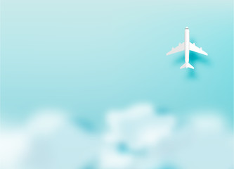 Naklejka na ściany i meble plane on sky with ocean background