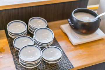 Traditional Japanese breakfast of hotel,Japan .