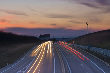 Fototapeta na wymiar sunset over highway, Nitra, Slovakia