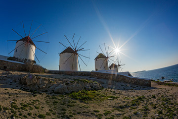 Old windmills of island Mykonos