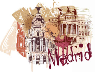Naklejka premium Madryt City