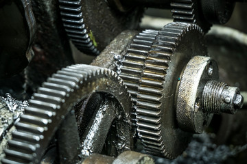 Old rusty gears a part of the machine