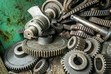 Old rusty gears as a trash