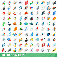100 design icons set, isometric 3d style