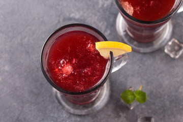 refreshing fruit punch beverage in glass