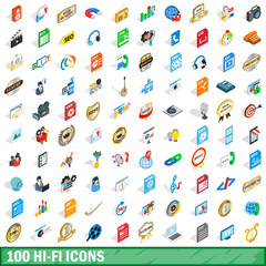 Fototapeta premium 100 hi-fi icons set, isometric 3d style