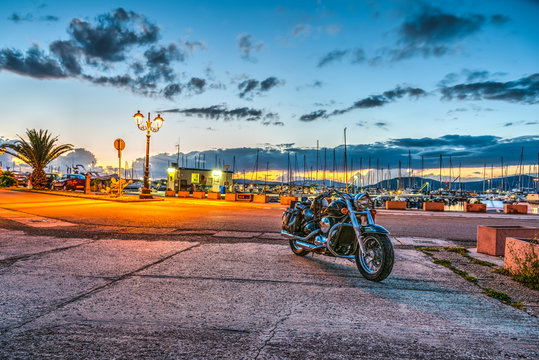 Motorcycle in Alghero harbor