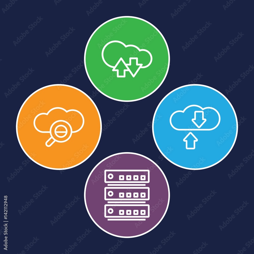 Poster set of 4 database outline icons