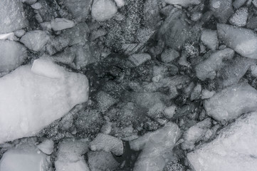 Glacier ice bits floating in Antarctica
