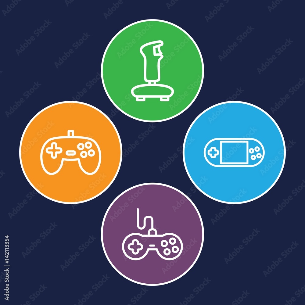 Poster set of 4 joystick outline icons