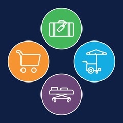 Set of 4 trolley outline icons