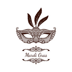Beautiful mask of lace. Mardi Gras vector background © Extezy