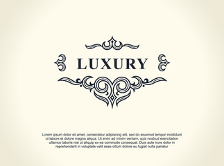 Calligraphic Luxury line logo. Flourishes elegant emblem monogram. Royal vintage divider design