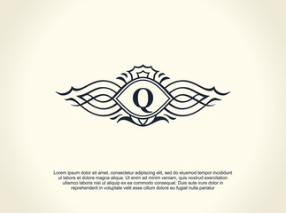 Calligraphic Luxury line logo. Flourishes elegant emblem monogram. Royal vintage divider design