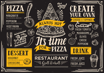 Pizza menu restaurant, food template. - 142113941