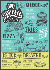 Menu restaurant, food template.