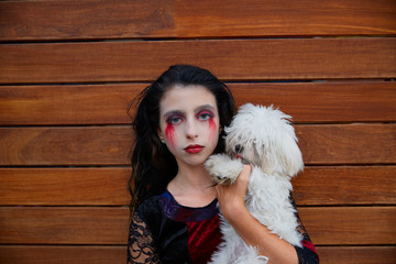 Halloween kid girl custome bloody makeup