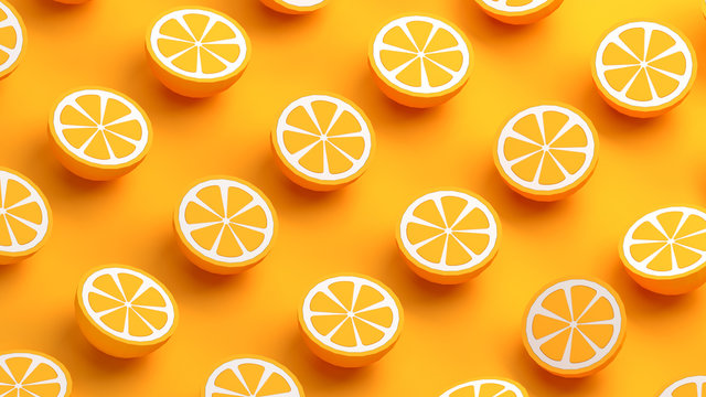 Collection of orange fruits 3d illustration
