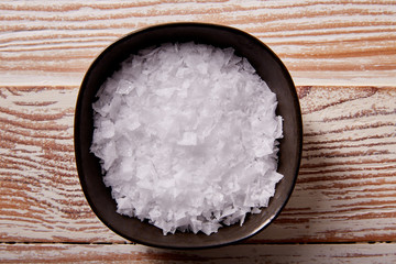 Maldon sea salt flakes in a bowl