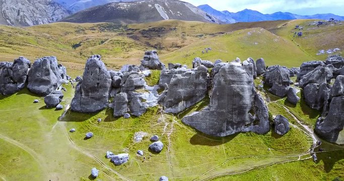 Aerial view of Boulders at Castle Hill, New Zealand
