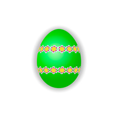 Green easter egg on white background
