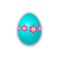 Blue easter egg on white background