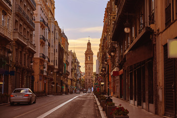 Fototapeta na wymiar Calle de la Paz street of Valencia