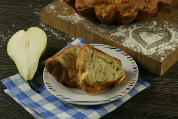 Homemade apple pie on a wooden table