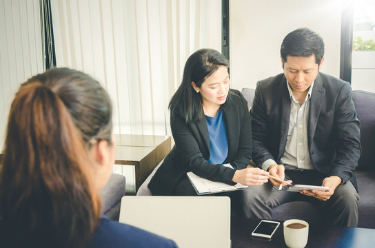 Group of business people discussing about new project.