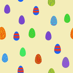 doodle vector easter eggs chaotic seamless pattern