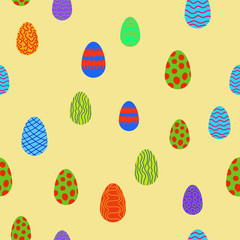 doodle vector easter eggs chaotic seamless pattern