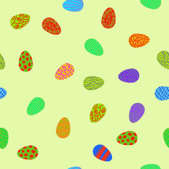 doodle vector easter eggs chaotic seamless pattern