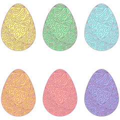 vector set of colorful ornate eggs