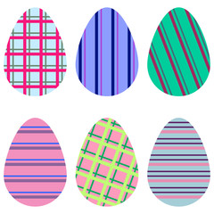 vector set of striped colorful eggs