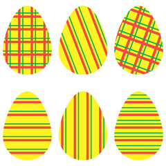 vector set of yellow eggs with red and green stripes